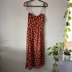 Abercrombie and fitch polka dot print burnt orange and white spaghetti straps